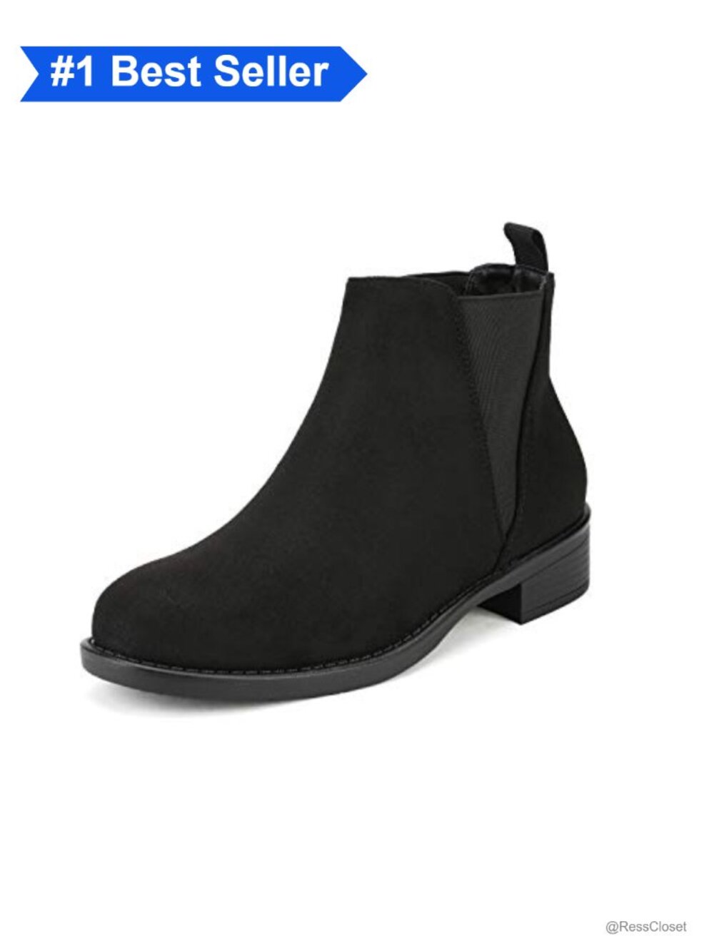 Faux Suede Ankle Boots Chelsea Booties Low Heel Comfort